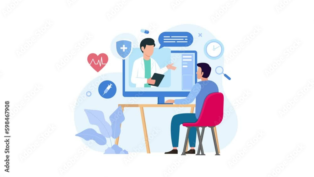 Doctor and patients. Online doctor consultation animation explainer. 4k Video Doctor and patients. Online doctor consultation animation explainer. 4k Video