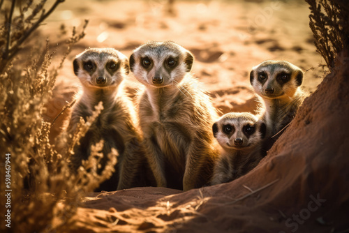 Wallpaper Mural A family of meerkats peeking out of their burrow Torontodigital.ca