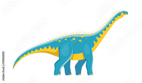 Cartoon Barapasaurus dinosaur character  kids dino of Jurassic species  vector funny extinct animal. Cute Barapasaurus dinosaur character for child paleontology education or toy game