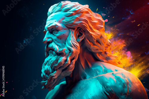 Fototapet Illustration of a Renaissance statue of Zeus, king of the gods