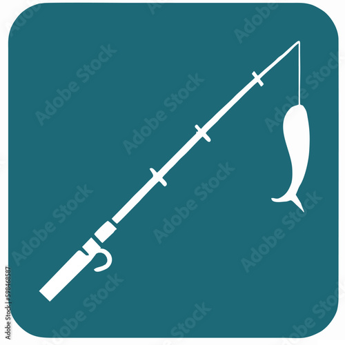 black fishing rod silhouette. concept of relaxation, tourism, ocean fishing, spinnerbait, spoon-bait, hunting. isolated on white background. flat style trend modern logo design vector illustration