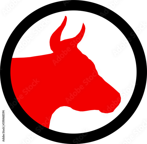 Head of a Cow (Calf), vector icon (sign, pictogram). Flat, detailed. Vector icons – on white and craft paper color. logo