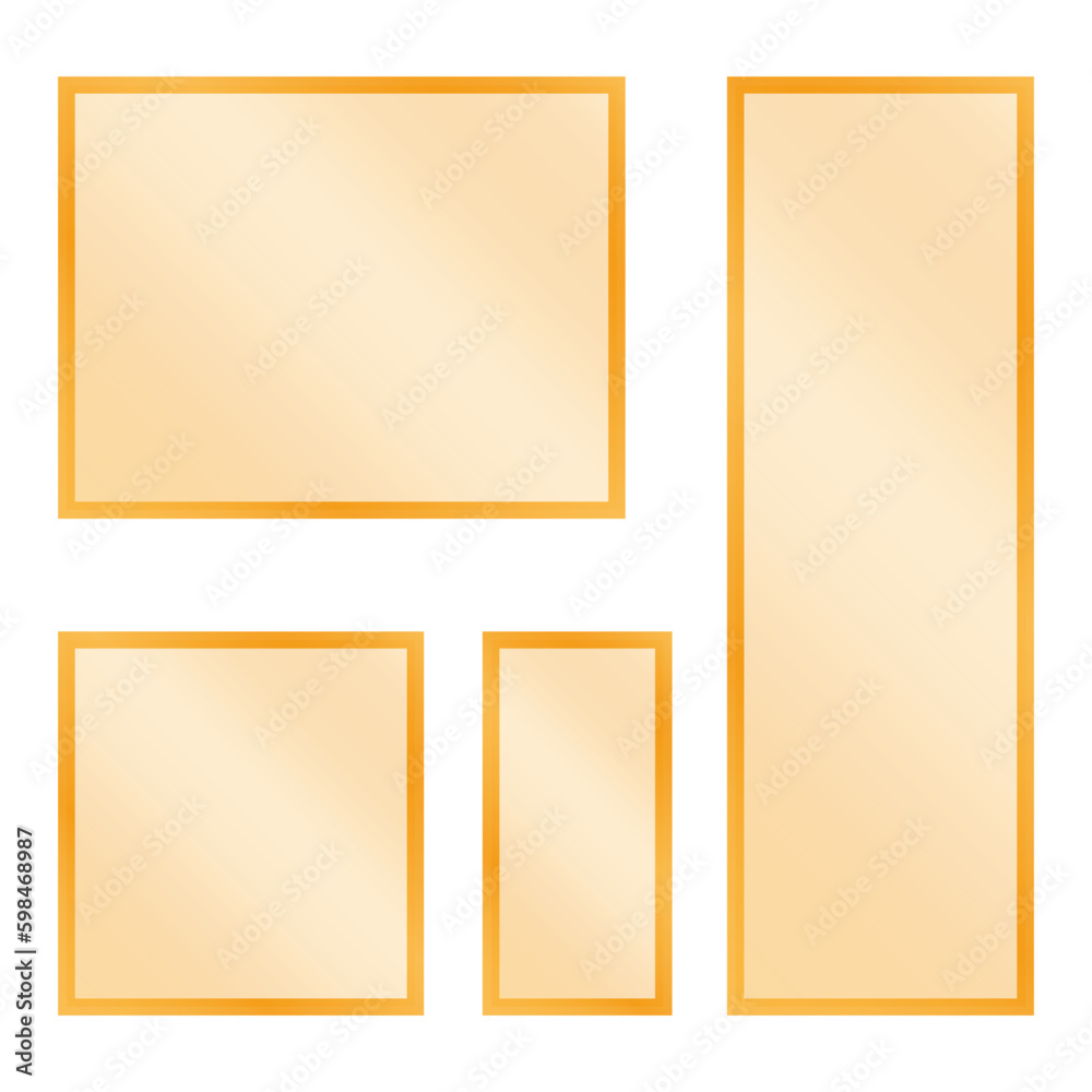 Orange acrylic rectangles. Window plates orange. Vector illustration. 