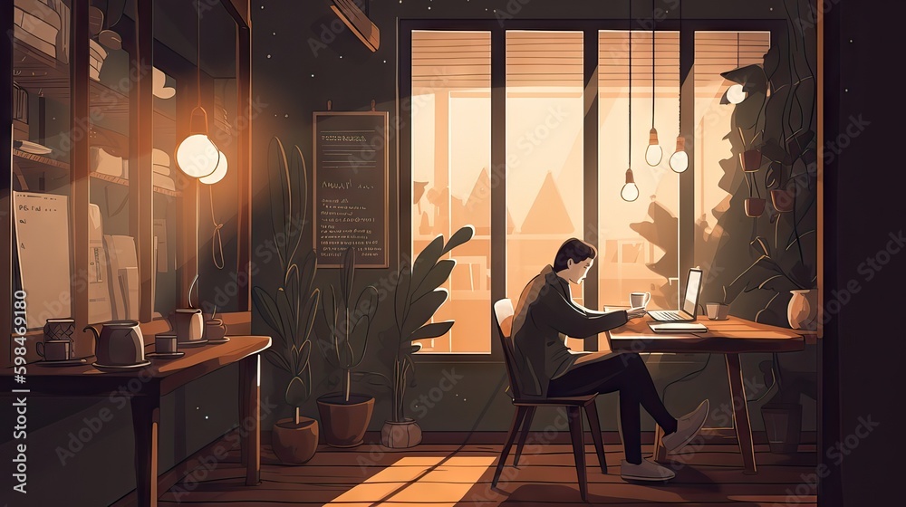 An individual studying peacefully in their dorm room, a picture of quiet focus and dedication, generative ai An individual studying peacefully in their dorm room, a picture of quiet focus and dedication, generative ai