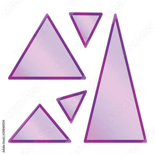 purple acrylic triangles on light background. Transparent glass plate. Vector illustration. 