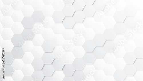 Hexagons background abstract pattern. White geometric background with hexagons. Vector illustration with honeycomb in realistic style.