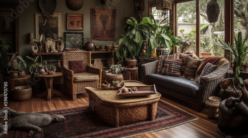 African living room. Generative AI