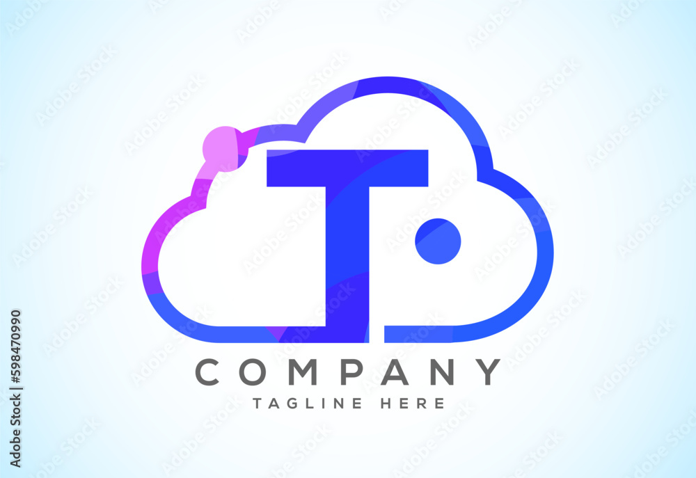 English alphabet with the cloud. Cloud computing service logo. Cloud technology low poly style logo English alphabet with the cloud. Cloud computing service logo. Cloud technology low poly style logo