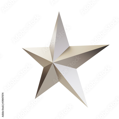 star 3d render made of gold metal with white background 