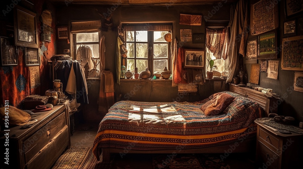 African bedroom. Genereative AI African bedroom. Genereative AI