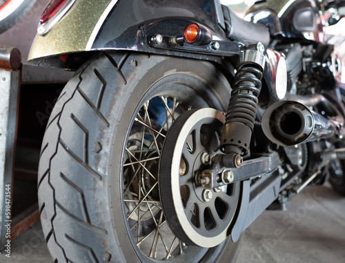 detailed wheel with rubber tire motorcycle part
