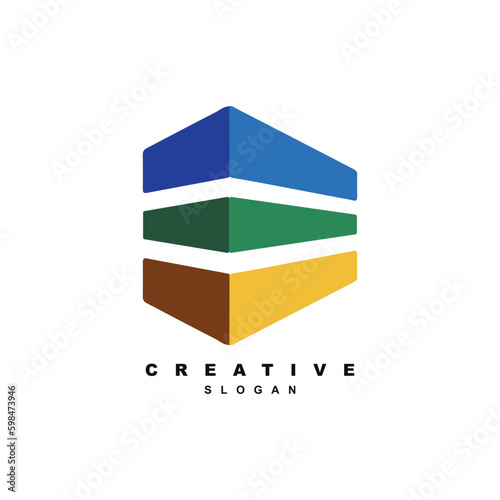 Abstract block builder logo design vector