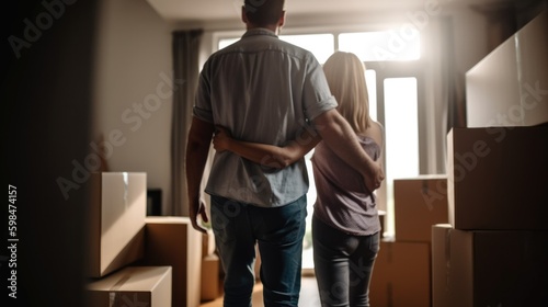 couple or family moving into a new home, generative ai © ThisDesign