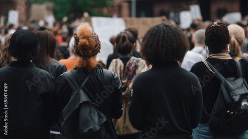 diverse group of people participating in a protest, generative ai