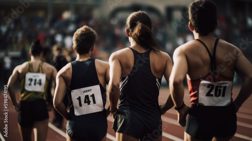 group of athletes competing in a sports event, generative ai