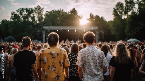 group of people enjoying an outdoor concert or festival, generative ai