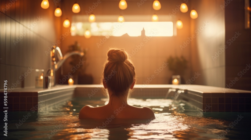 person enjoying a relaxing day at a spa or wellness center,generative ai person enjoying a relaxing day at a spa or wellness center,generative ai