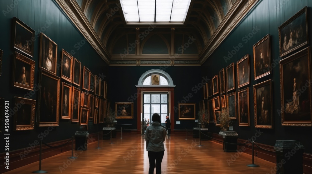 person exploring a museum or art gallery,generative ai
