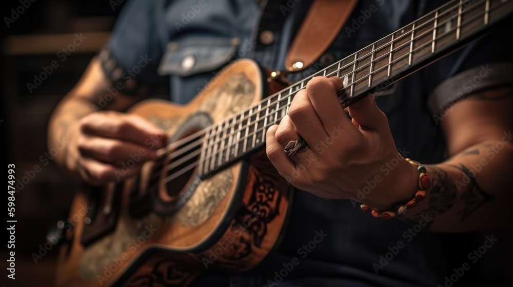 Obraz premium person playing a musical instrument in a practice or performance setting, generative ai