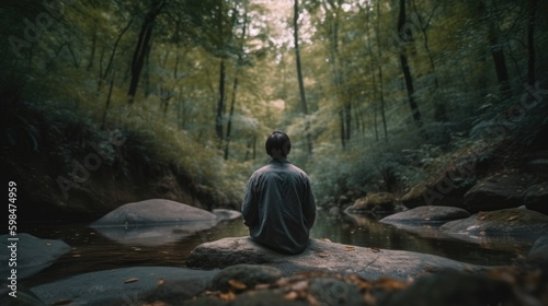 person meditating in a tranquil natural setting  generative ai