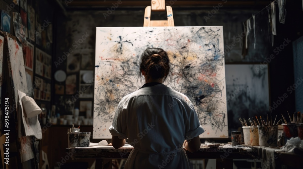 person working on a creative project at an art studio, generative ai person working on a creative project at an art studio, generative ai