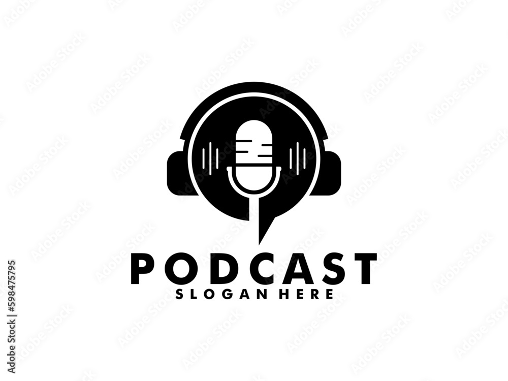 Podcast with microphone logo inspiration. design template, vector illustration. Podcast with microphone logo inspiration. design template, vector illustration.