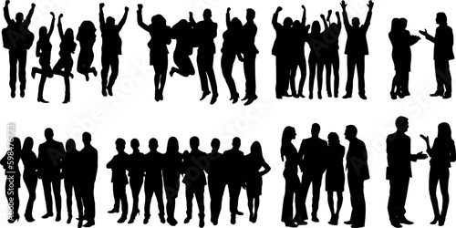 "Vector Silhouette Set of People in Group: Perfect for Your Next Design Project"
"Expressive Silhouettes of People in Group: Ideal for Graphic Designers"