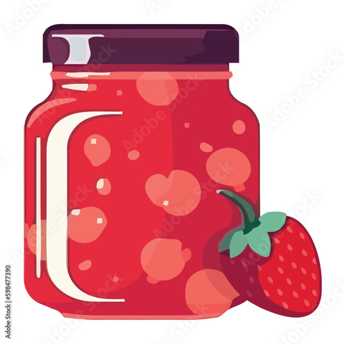 Fresh organic fruit in a strawberry jar Generative AI