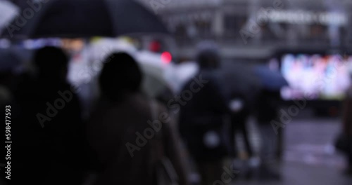 Wallpaper Mural Walking people at the SHIBUYA crossing rainy day defocused handheld Generative AI Torontodigital.ca