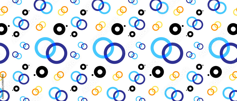 Colored circles pattern on white backdrop. Geometric forms background. Vector EPS 10