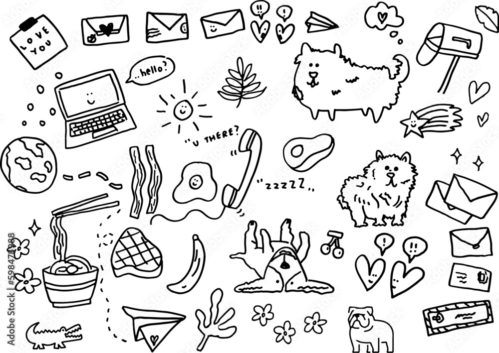 Fototapeta premium hand drawn dogs doodle icons set