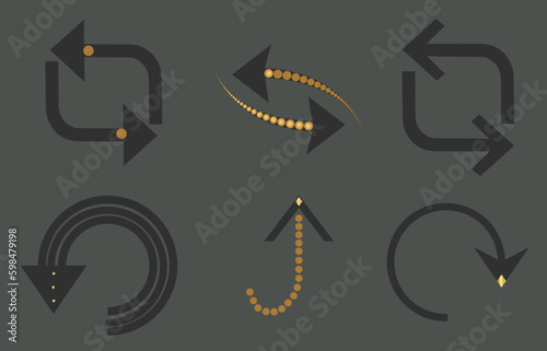 Circle arrows, Round arrows, Double arrows vector, Gold arrows vector