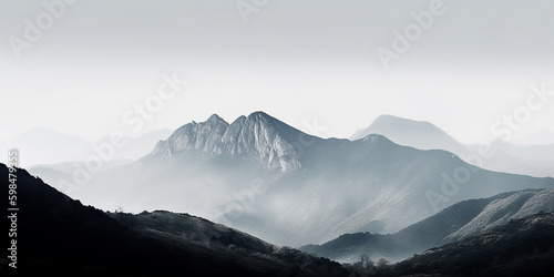 mountains in the fog