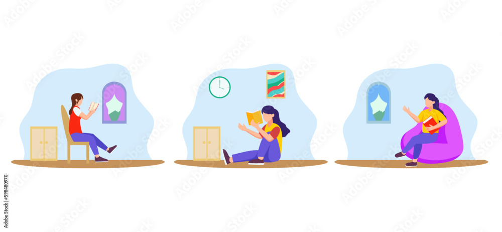 Flat Bundle Weekend Activity Design Illustration Flat Bundle Weekend Activity Design Illustration