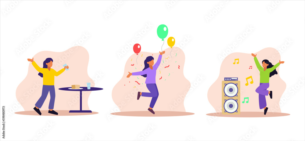 Flat Bundle Weekend Activity Design Illustration Flat Bundle Weekend Activity Design Illustration