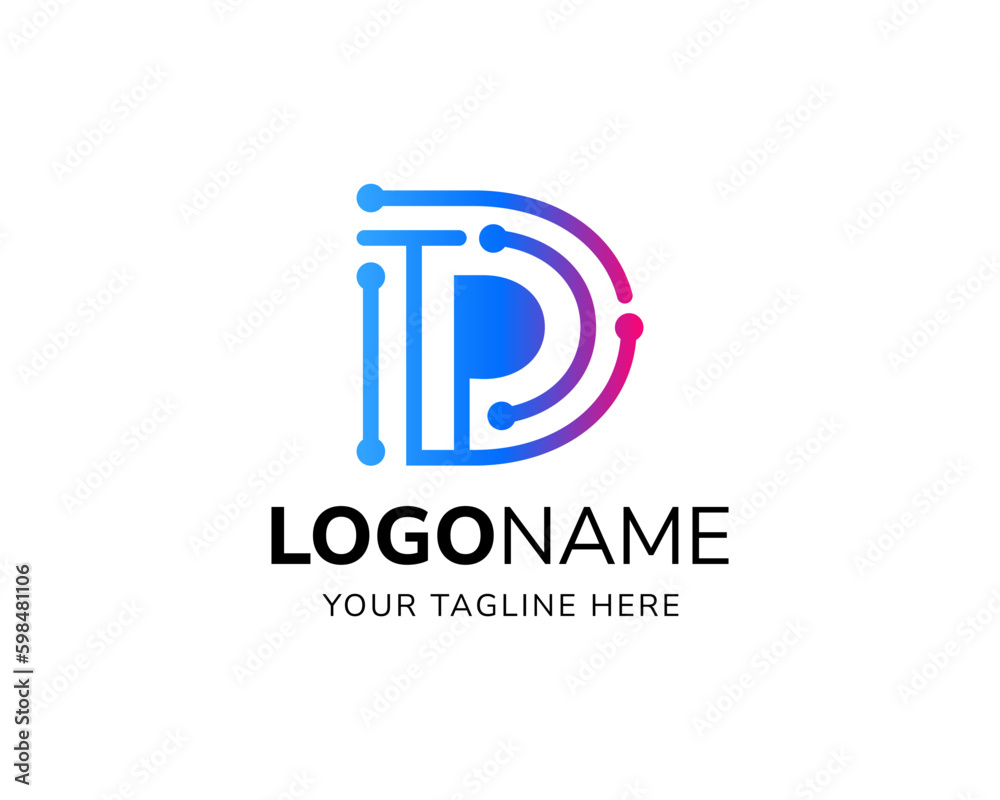 Vector Letter DTI. Letter D digital technology icon logo design template Vector Letter DTI. Letter D digital technology icon logo design template