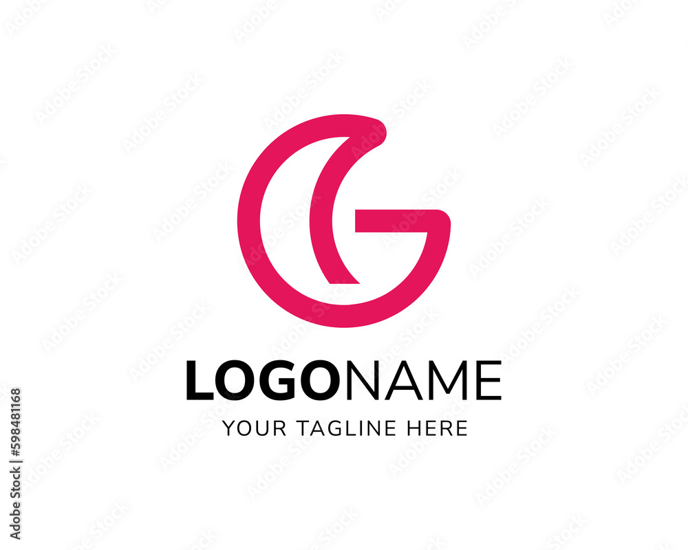 Vector Monoline letter G crescent moon icon logo design template Vector Monoline letter G crescent moon icon logo design template