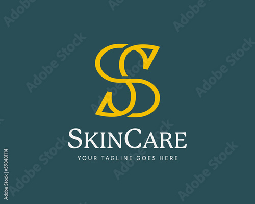 Vector Letter S monoline with elegant style logo design for skin care and beauty