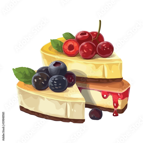 Sweet berry cheesecake slice Generative AI