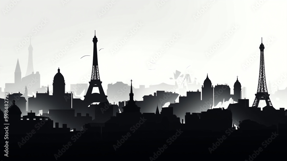 Naklejka premium silhouette of Paris isolated vector illustration on white background for logo, graphic design, advertising, and marketing. generative ai