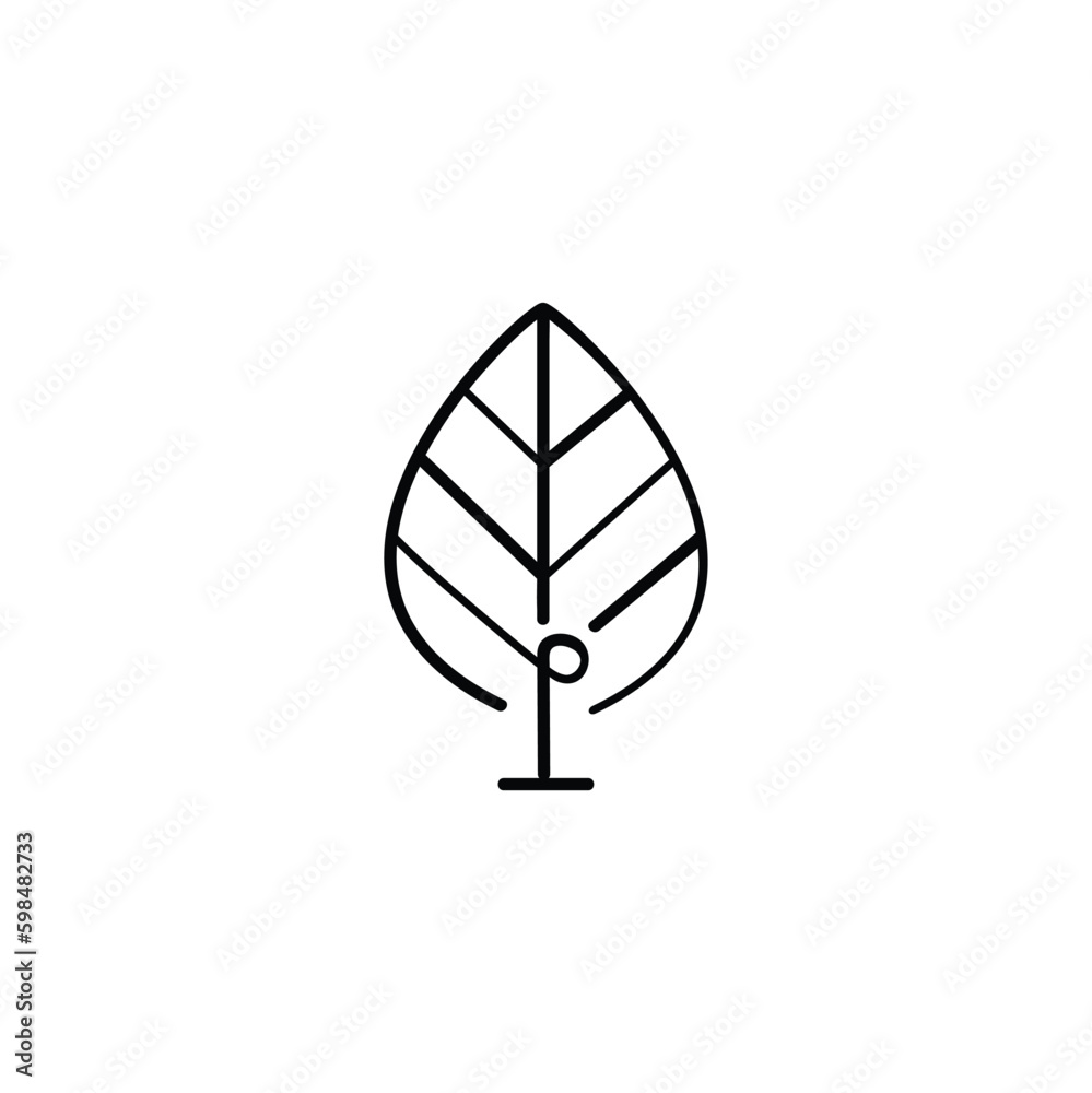 Tree Leaf Line Style Icon Design Tree Leaf Line Style Icon Design