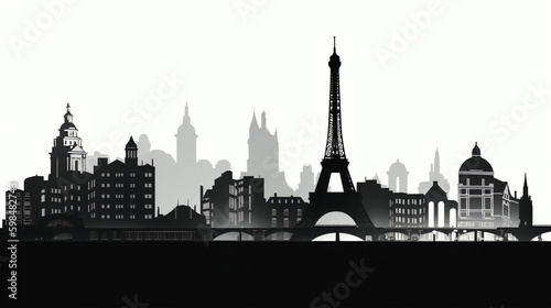 silhouette of Paris isolated vector illustration on white background for logo  graphic design  advertising  and marketing. generative ai