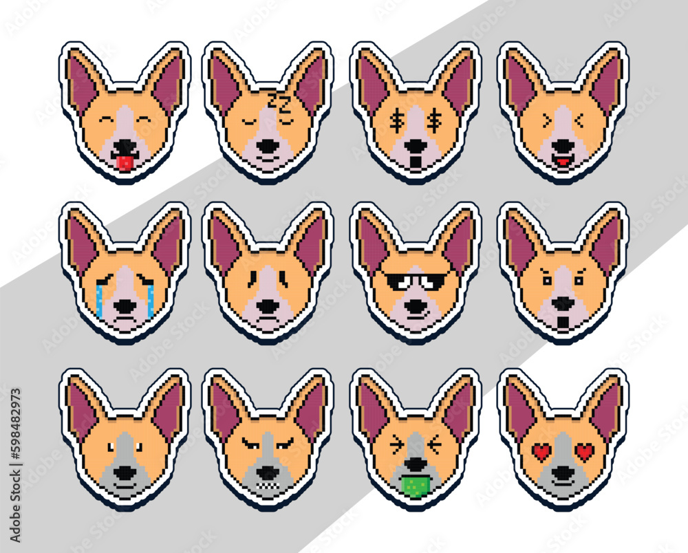 pixel art cat face emoji sticker. pixel sticker design pixel art cat face emoji sticker. pixel sticker design