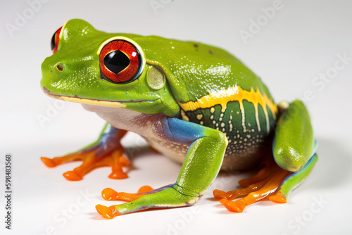 image of green tree frog. Amphibian. Illustration. Generative AI.