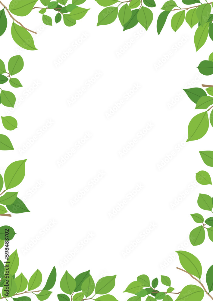 緑の葉っぱのデザインフレーム　背景素材