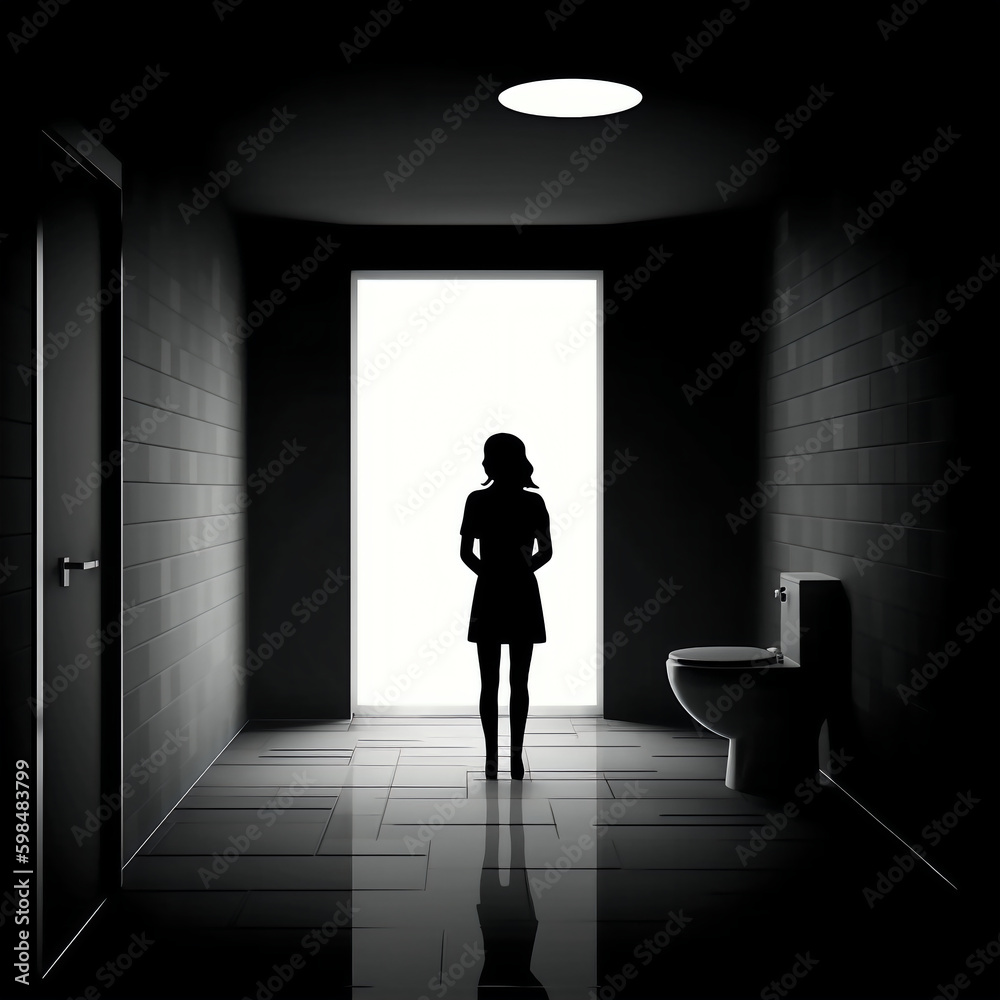 restroom black and white silhouette. generative ai