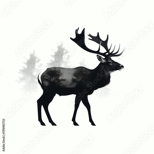 silhouette of reindeer isolated vector illustration on white background for animal logo, graphic icon, and modern home décor. perfect for wildlife and safari-themed designs. generative ai