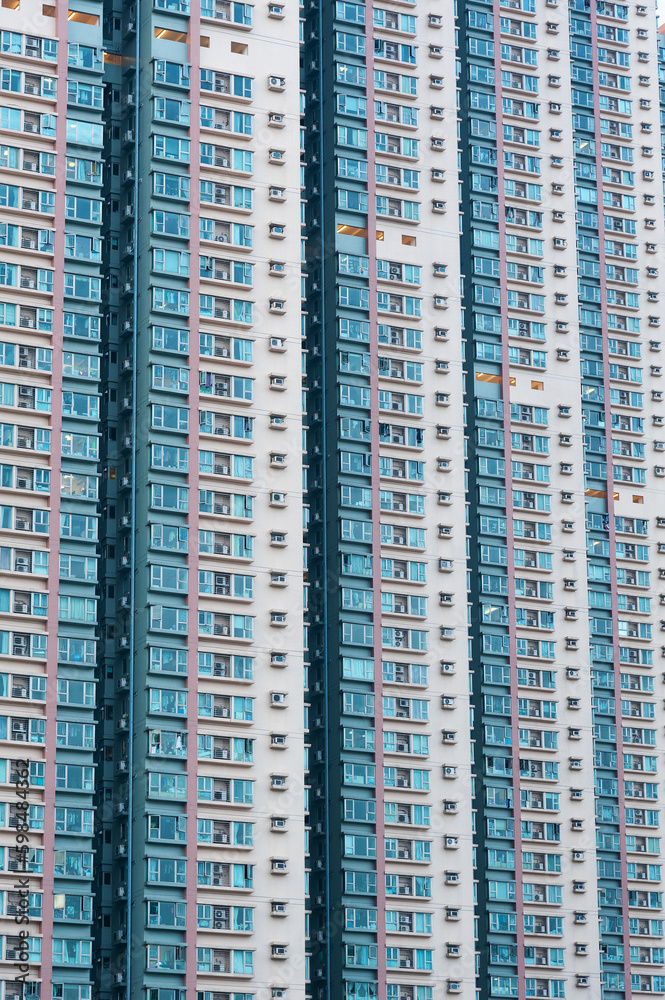 Exterior of high rise residential building in Hong Kong city