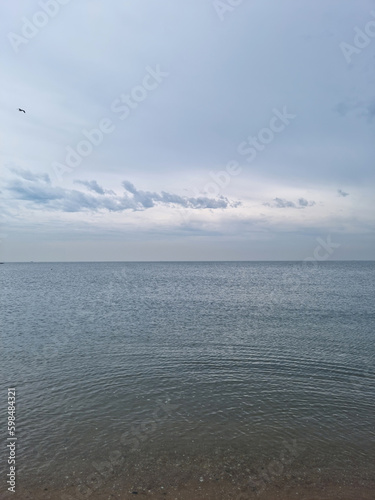 sea ​​water and gray sky