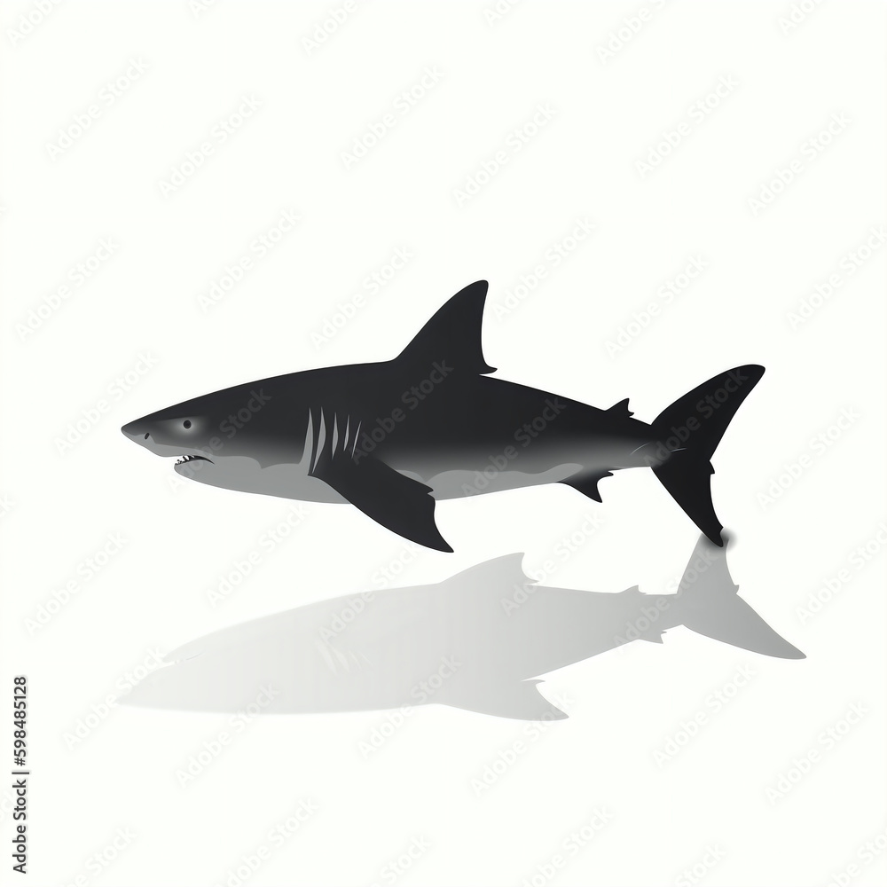 silhouette of shark isolated vector illustration on white background for animal logo, graphic icon, and modern home décor. perfect for wildlife and safari-themed designs. generative ai